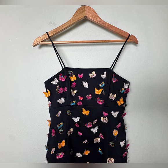 NWT Maeve by Anthropologie The Brynne 3D Spaghetti Strap Dress Black Butterfly 2 - Picture 6 of 15